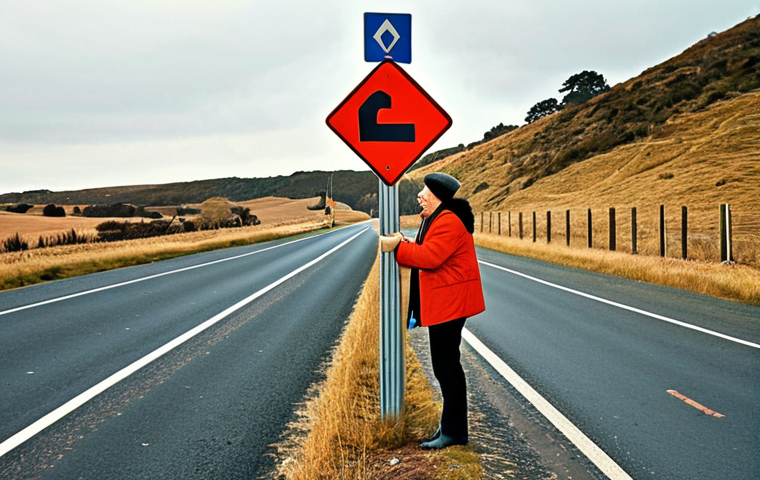 **

A driver playfully interacting with a road sign that resembles an old lover, evoking a sense of nostalgia and understanding. The scene is lighthearted and relatable, symbolizing the easy recall of road signs after associating them with familiar concepts.

**