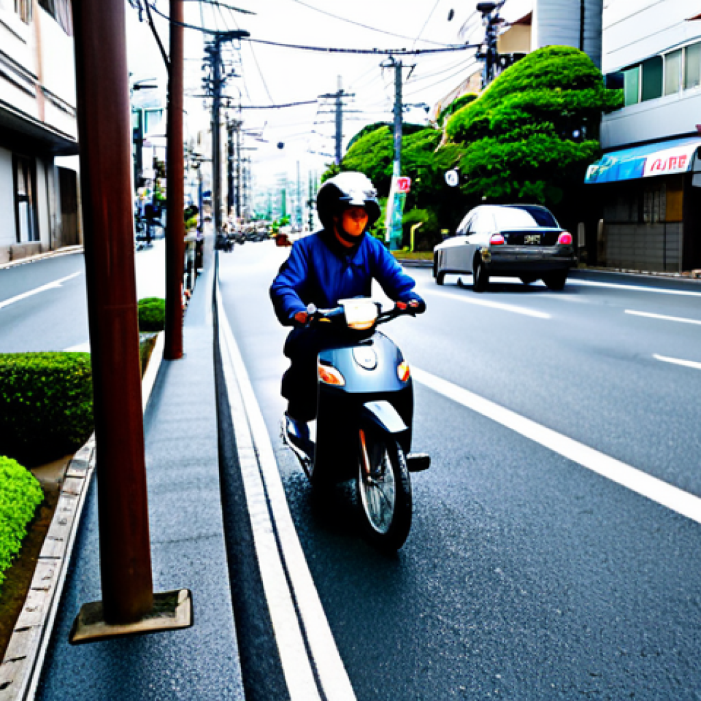 도로교통사 필기시험 대비 전략과 팁 - .." in Japanese numbers), with a few Japanese pedestrians holding umbrellas hurrying across the cros...