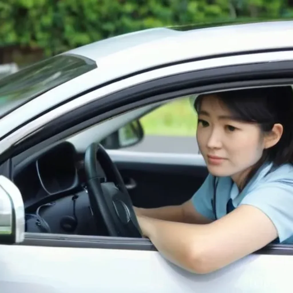 도로교통사 실기시험에서 자주 나오는 문제 - **Prompt for "Thorough Safety Confirmation during Driving Test"**
    "A candid, realistic photograp...