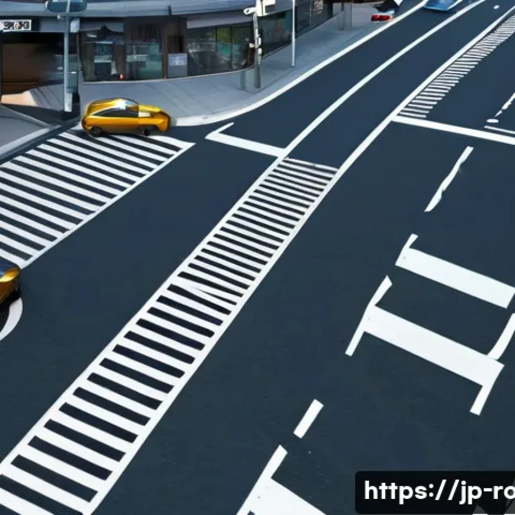 도로교통사 시험에서 자주 나오는 주제 - **Urban Intersection Priority Scene**: A photorealistic, slightly elevated view of a bustling urban ...