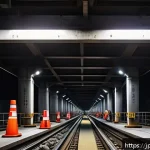 도로교통사와 연계된 직무의 종류 - A detailed urban underground infrastructure inspection scene, showing engineers wearing safety helme...