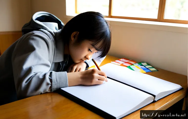 도로교통사 주요 과목 학습법 - Photorealistic Japanese civil engineering student studying road traffic engineering at a clean woode...